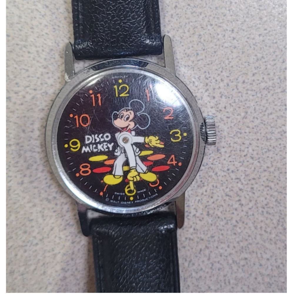 Vintage Disco Mickey Mouse Wristwatch Watch, wind up, works